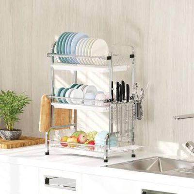 Warmfill 3 Tier Dish Drying Rack Utensil Holder Cutting Board Holder